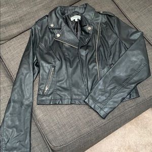 Faux leather moto jacket